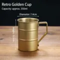 Vintage goldener edelstahl becher retro industrieller stil kaffeetasse mit griff 350ml - 380ml Retro Gold Bambus Becher