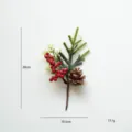 Artificial Pine Branch with Red Berries and Pine Cone, Christmas Tree Decor, 20cm Variant - Style B