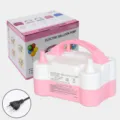 Bomba de globo electrica 73005 doble boquilla inflador de aire portatil para fiestas - Enchufe UE 220V / Blanco + Rosa