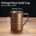 Retro Roségold Edelstahl Tasse 350ml Industriestil Kaffee Bier Becher für Camping Outdoor - 380ml Retro Roségold Bambus Becher