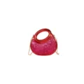 Sac à bandoulière tendance en paillettes rouges avec poignée ronde et chaîne pour femmes. - Rouge