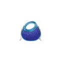 Sac à bandoulière tendance en sequins bleus avec poignée métallique et chaîne élégante. - Bleu