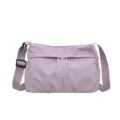 Lightweight purple nylon grid crossbody bag with large capacity for casual daily wear. - Light Purple