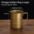 Vintage Goud Roestvrij Stalen Mok 500ml Retro Metalen Bierbeker Camping Koffiekopje - 500ml Retro Gouden Bamboe Mok
