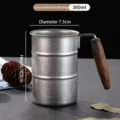 Roestvrijstalen mok met houten handvat 360ml vintage industriële stijl koffiekop voor buiten - 360ml Houten Handvat Retro Zilveren Bamboe Mok