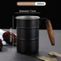 Roestvrijstalen mok met houten handvat, industriële stijl koffiekop voor camping 360ml - 360ml Houten Handvat Retro Zwarte Bamboe Mok