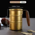Retro roestvrijstalen koffiemok met houten handvat, 360ml vintage industriële beker. - 360ml Houten Handvat Retro Gouden Bamboe Mok
