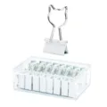 Cute white cat metal binder clips in clear storage box set for office school stationery decor. - 19mm 16 Pieces / White