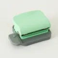 Compact 6-hole paper puncher for loose-leaf notebooks, green and grey desktop stationery. - Light Green
