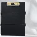 Black foldable nursing clipboard with gold metal clip, portable tri-fold design for daily use - Standard Type / Black
