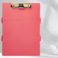 Foldable nursing clipboard aluminum three-fold writing pad with golden metal clip pink. - Standard Type / Pink