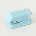 Mini metal hole puncher, light blue manual paper binder tool for office and school stationery. - Macaron Blue