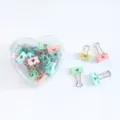 Macaron color heart hollow metal binder clips set with cute transparent storage box. - 19mm 24 Pack / Multicolor