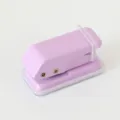 Portable mini metal hole puncher in light purple color with clear lock for office stationery. - Macaron Purple
