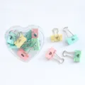 Cute heart hollow binder clips set, colorful pastel metal paper clips with storage box. - 25mm 12 Pack / Multicolor