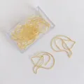 Cute gold cat shaped paper clips novelty metal paperclips cute animal stationery with clear box - Style C / Gold