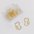 Gold cat paper clips cute shaped metal paperclips with clear storage box set 100pcs - Style B / Gold
