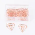 Rose gold diamond shaped metal paper clips in a clear acrylic storage box cute bookmarks - Diamond-Shaped Paper Clip / 20 Pcs / Rose Gold