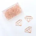 Rose gold diamond paper clips set, cute metal bookmarks in a clear plastic storage box. - Diamond-Shaped Paper Clip / 20 Pcs / Rose Gold