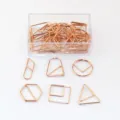Rose gold geometric metal paper clips set, cute shaped decorative bookmarks for office school. - Geometric Paperclips / 20 Pcs / Rose Gold