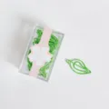 Green leaf shaped paper clips set with clear storage box and pink decorative paper sleeve 15pcs - 15 Pcs / Grass Green