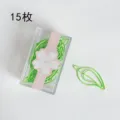 Green leaf shaped paper clips 15pcs cute metal paperclips for office school stationery box - 15 Pcs / Light Green