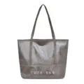 Stylish large capacity women shoulder tote bag waterproof daily commuting casual handbag - Gray