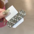 Detailaufnahme einer funkelnden Strass-Haarspange, elegante Kristallspange zeigt Glanz. - Silbergrau
