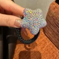 Chouchou cheveux étoile en strass scintillant pour femme, attache queue de cheval élégante - Blanc AB