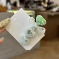 Épingle à cheveux cœur diamant broyé vert menthe perle française nœud pince latérale accessoire - Petit cœur vert
