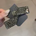 Pince à cheveux nœud strass scintillants pour coiffures élégantes, accessoire chic femmes. - Gris
