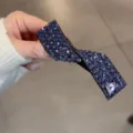 Pince à cheveux nœud en strass violet pour femme, barrette élégante brillante pour coiffure - Violet