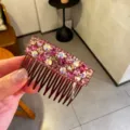 Peigne à cheveux en strass étincelant pour femmes, peigne insert en cristal élégant, accessoire rose. - Champagne Rose