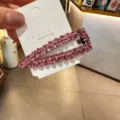 Pince à cheveux strass rose, clip latéral en cristal brillant pour coiffure tendance. - Rose