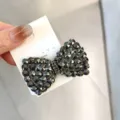 Pince à cheveux nœud strass brillants, élégante pince bec de canard cristal foncé femme. - Gris