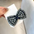 Pince à cheveux nœud strass scintillants cristal sombre barrette élégante accessoire. - Bleu Encre Gris