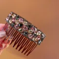 Crystal Rhinestone Hair Comb Elegant Sparkly Hair Pin for Women Girls Hair Styling Accessories - Pink and Gray