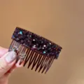 Korean light luxury sparkling rhinestone insert comb French temperament hair clip accessory - Fuschia