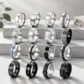 Bagues en acier titane pour hommes lot de 16 mode spinner punk bijoux de doigt. - Taille 6 / Ensemble de 16 pièces