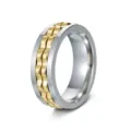 Men Titanium Steel Spinner Ring Gold Silver Two Tone Gear Decompression Ring Variant - Size 6 / Silver Ring + Gold Gear