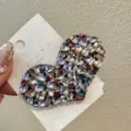 Pince à cheveux cœur en strass coloré étincelant avec carte pour la mode féminine. - Cœur - Multicolore