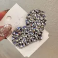 Pince à cheveux coeur strass scintillants style mignon accessoire pour femme mode - Cœur - Blanc