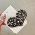 Pince à cheveux cœur en strass cristal foncé style coréen pour femmes et filles tendance. - Cœur - Gris