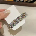 Pince à cheveux en strass colorés, barrette à cristaux scintillants pour femmes et filles. - Rectangle Étroit - Multicolore