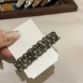 Pince à cheveux en strass cristal foncé élégante barrette scintillante pour les femmes - Rectangle Étroit - Gris