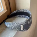 Denim fabric headband with floral pattern, stylish daily hair accessory for women. - Headband