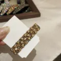 Barrette à cheveux en strass cristal scintillant accessoire élégant pour femme mode chic - Rectangle Étroit - Champagne