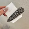 Pince à cheveux strass foncé style coréen, barrette latérale en cristal brillant pour femmes. - Goutte d'Eau - Gris