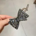 Exquise pince à cheveux nœud strass, brillant accessoire de cheveux en cristal femmes. - Gris