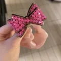 Stile coreano pieno di strass fiocco elastico capelli scintillante supporto coda cavallo - Rosa Moca